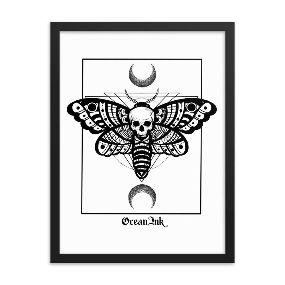 Moth Skull Framed Poster