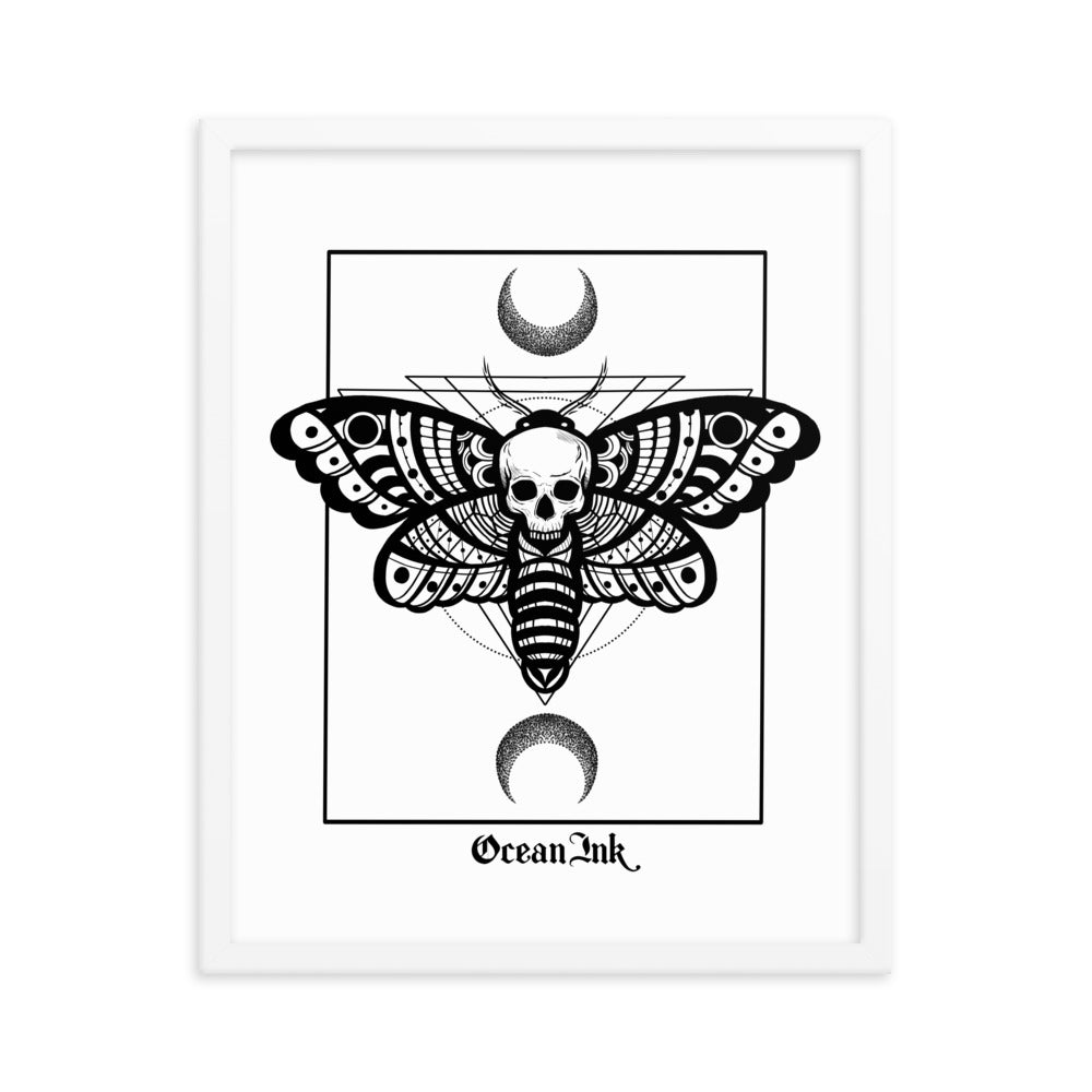Moth Skull Framed Poster